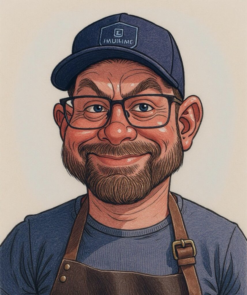 Illustrerad porträttbild av Markus Alphjärta