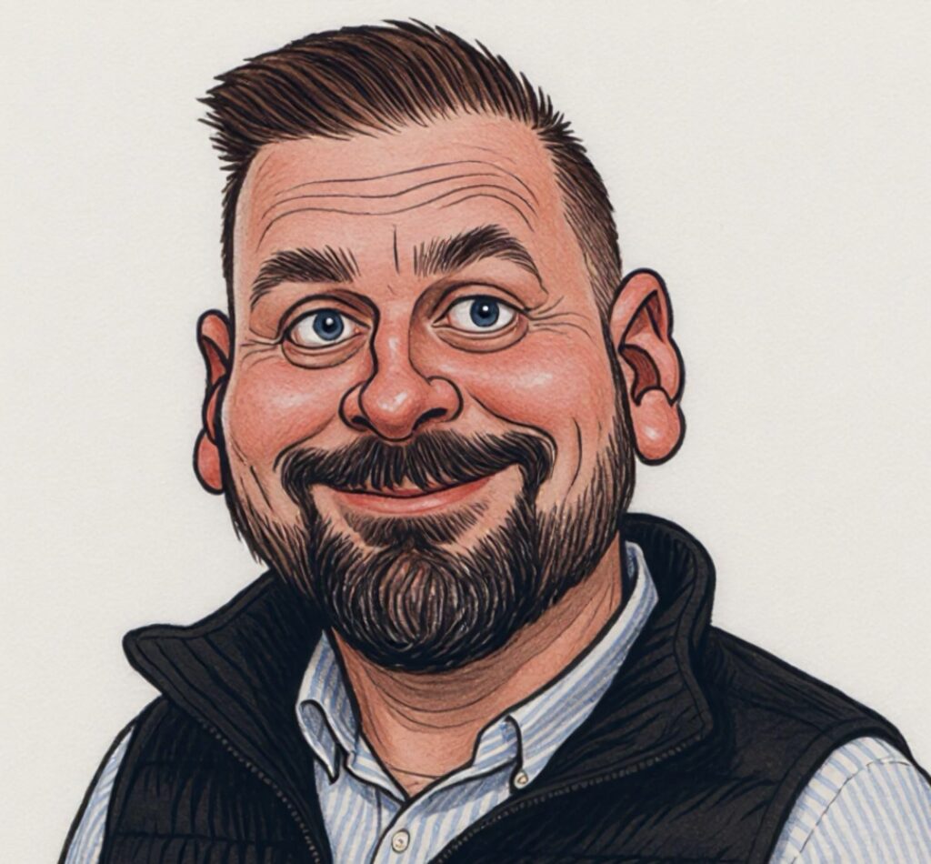 Illustrerad porträttbild av Mika Vintergrip