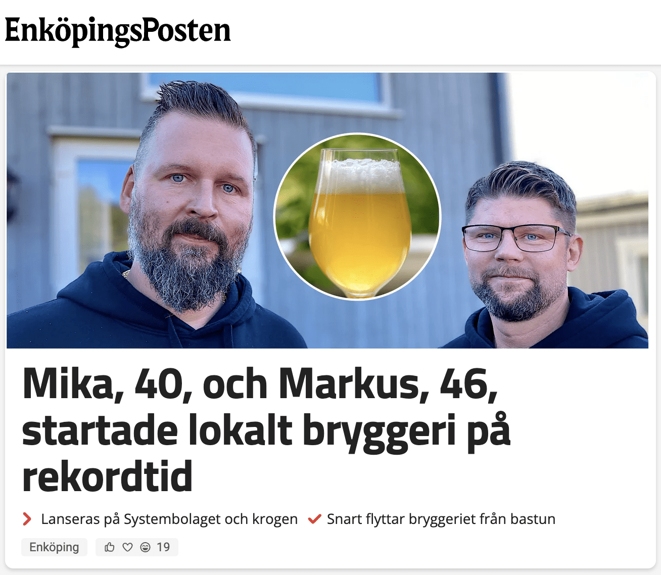 Markka i tidningen, två muppar och lite malt.